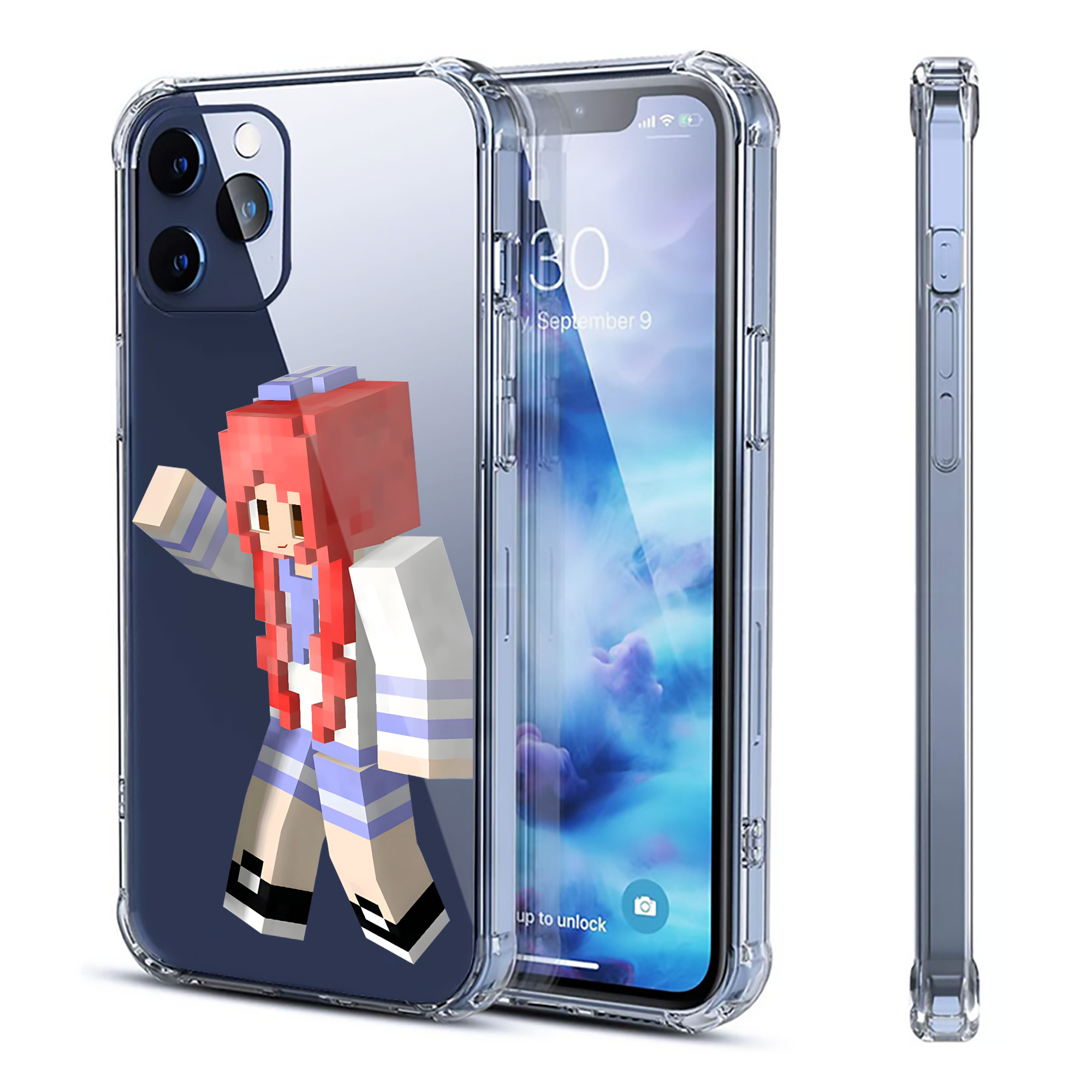 （画像用） マインクラフト ブロックの世界 Minecraft MC Block world 【iPhone 12シリーズ対応】透明スマホケース（クリアソフトケース）